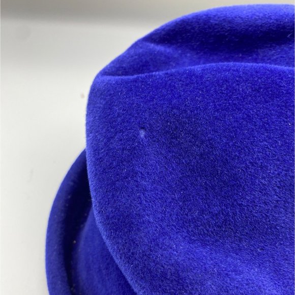 Vintage 1940s 1950s Solange de Fabry Hat Felt Pin Paris Blue Deitrich Fedora main image 6